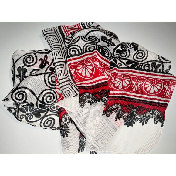 Rectangle scarf wrap black & red motif 13" x‎ 56" - Picture 1 of 3